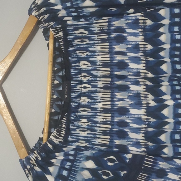 AB Studio dress women's size large Geometric abstract print elastic waist - Picture 10 of 13